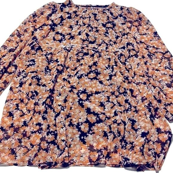 Sanctuary Floral Long Sleeve Babydoll Dress Women's Small Bronze Multi Color M - Picture 7 of 10